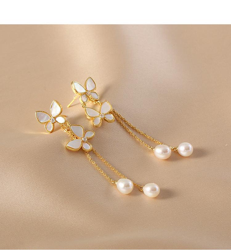 New Trendy Exquisite Sweet Butterfly Long Tassel Earrings - Nioor