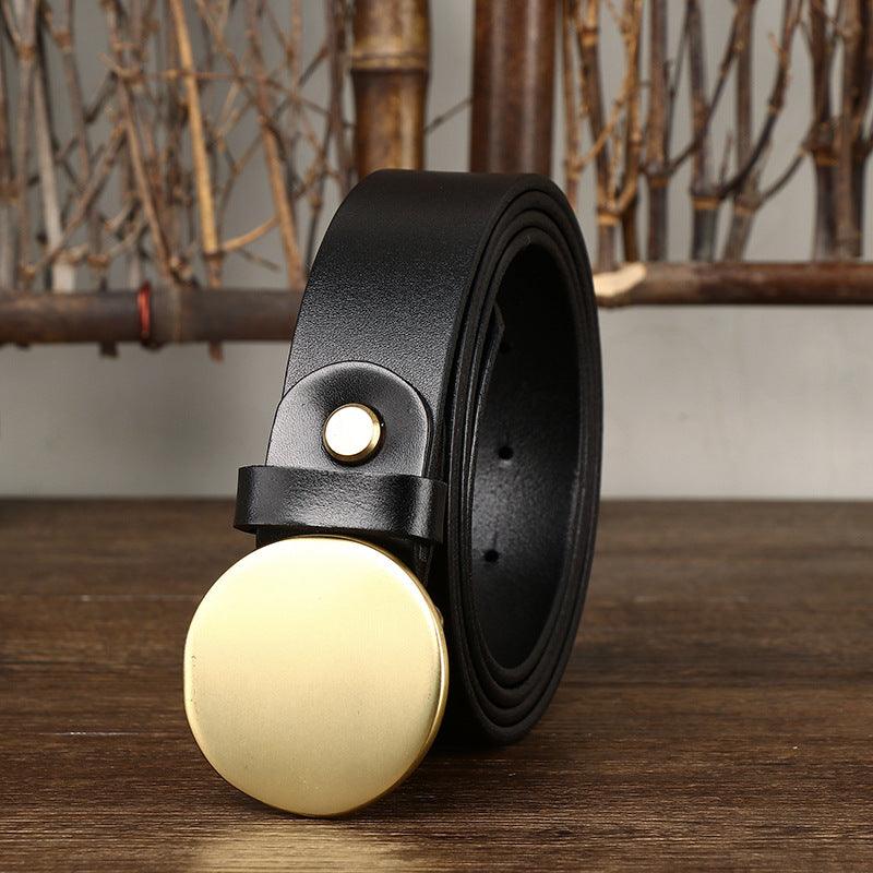 Fashion Smooth Round Buckle Belt For Men - Nioor