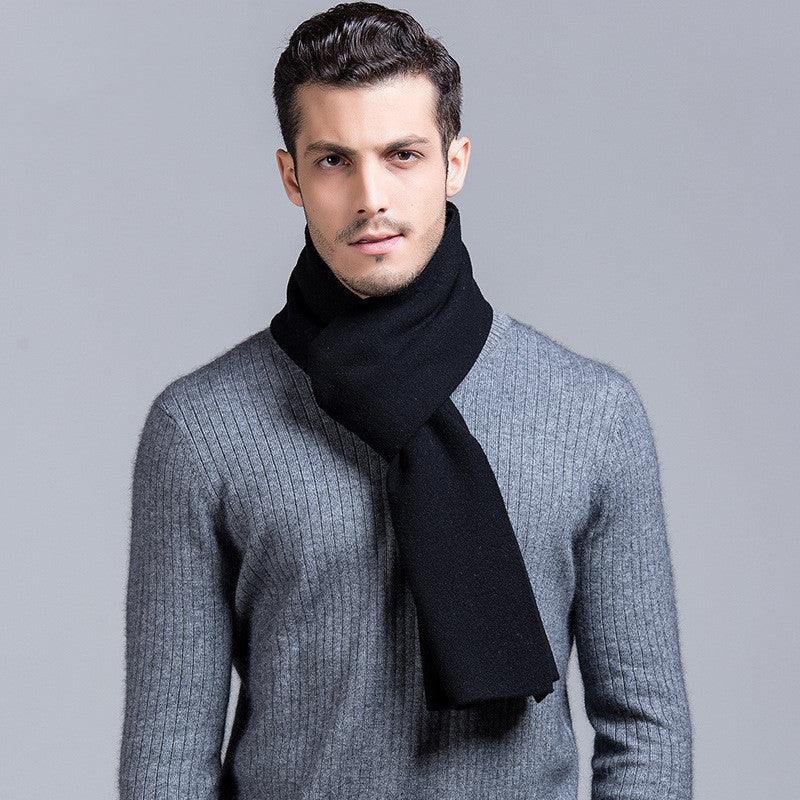 Pure Wool Men's Scarf All-match Knitting - Nioor