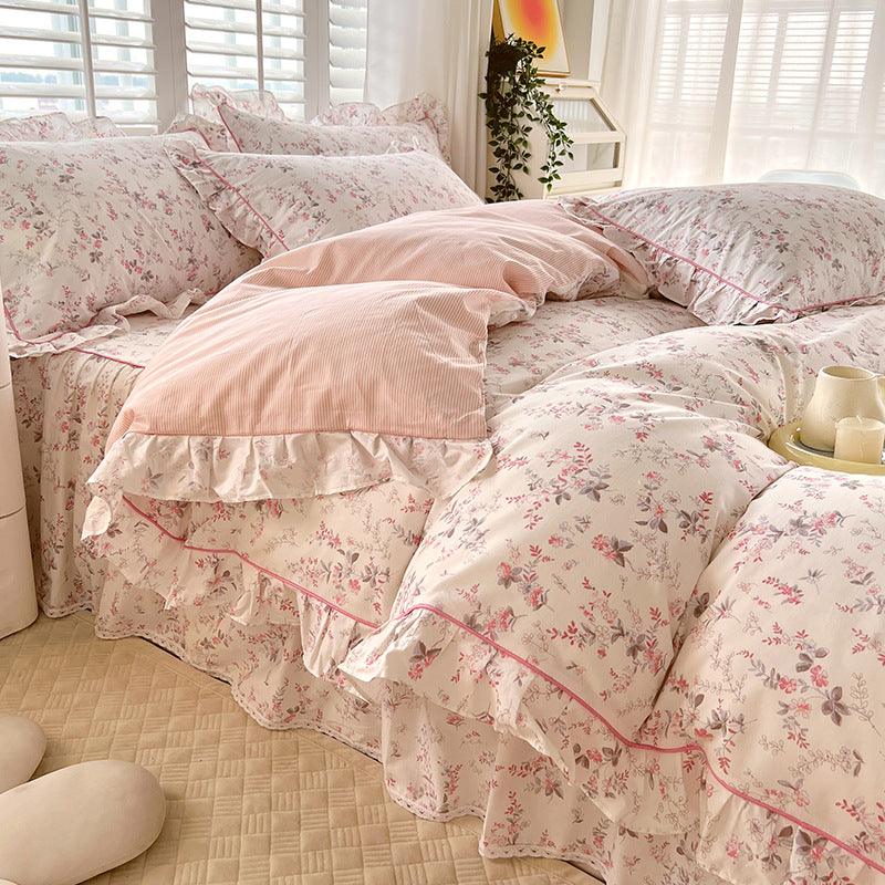 Bed Skirt Model Cotton Bedding Four-piece Set Sheet Quilt Cover - Nioor