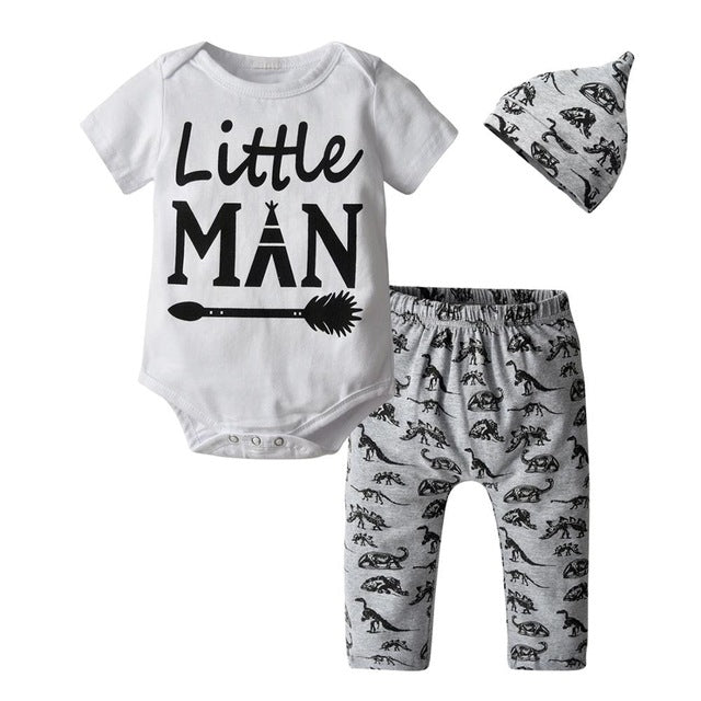 3 Pcs Newborn Baby Boy Clothes Set Cloud Boys Cotton White