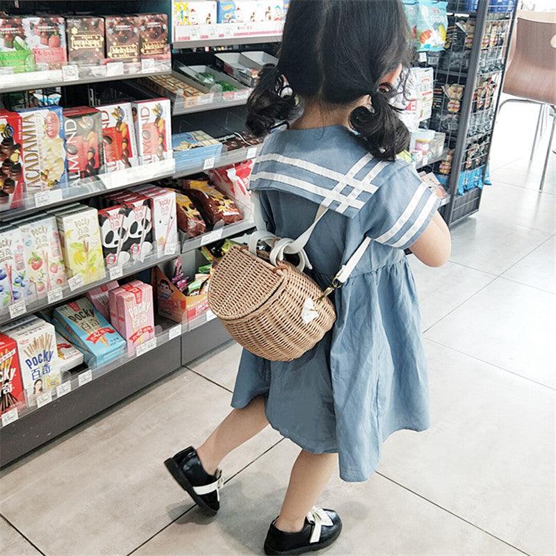 Children's Bicycle Rattan Woven Storage Basket - Nioor