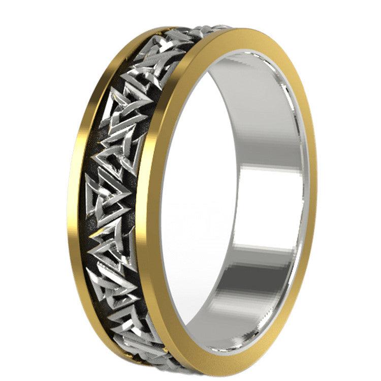 Viking Knot Silver Set Bronze Ring Male - Nioor