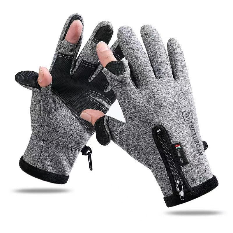 Cycling Leaking Two-finger Outdoor Sports Thickened Fishing Gloves - Nioor