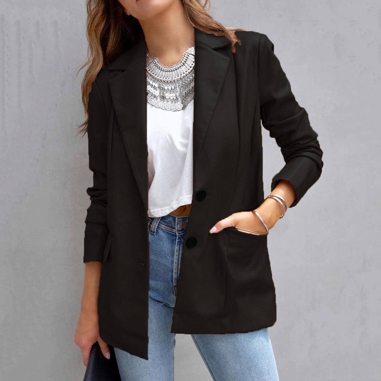 Long Sleeve Button Pu Cardigan Coat For Women - Nioor