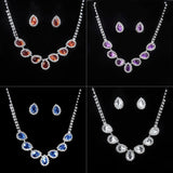 The New Bride Jewelry Color Diamond Earrings Necklace Fashion Necklace Set Can Be Customized - Nioor