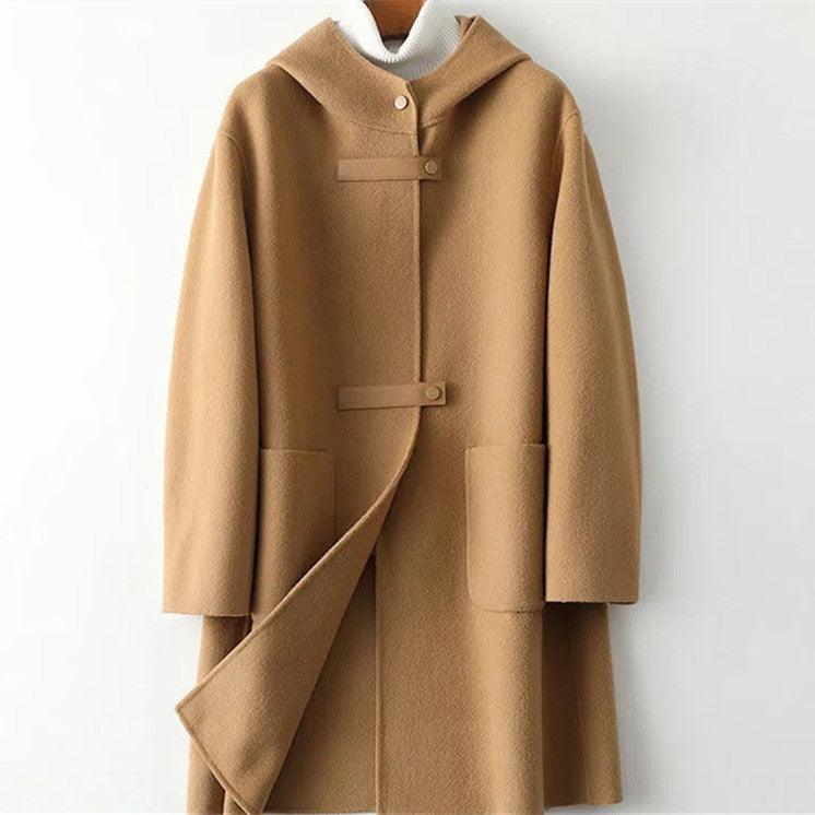 Loose Fashion Hooded Double-faced Woolen Goods Wool Overcoat - Nioor