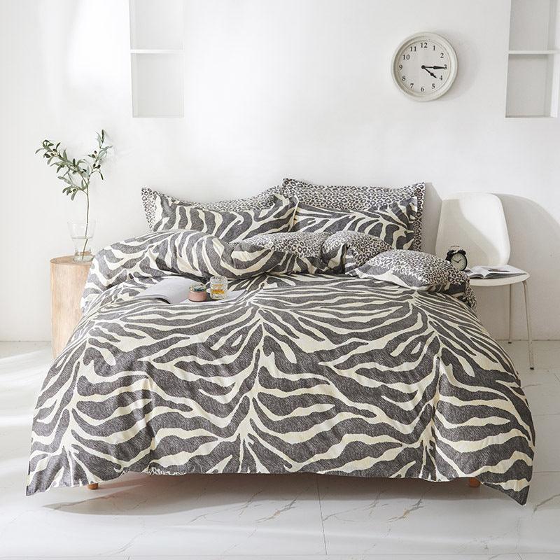 Leopard Print Bed Sheet Set Of Four Ab Face - Nioor