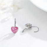 925 Sterling Silver Heart Leverback Sleeper Small 10mm Heart Dangle Hoop Earrings - Nioor