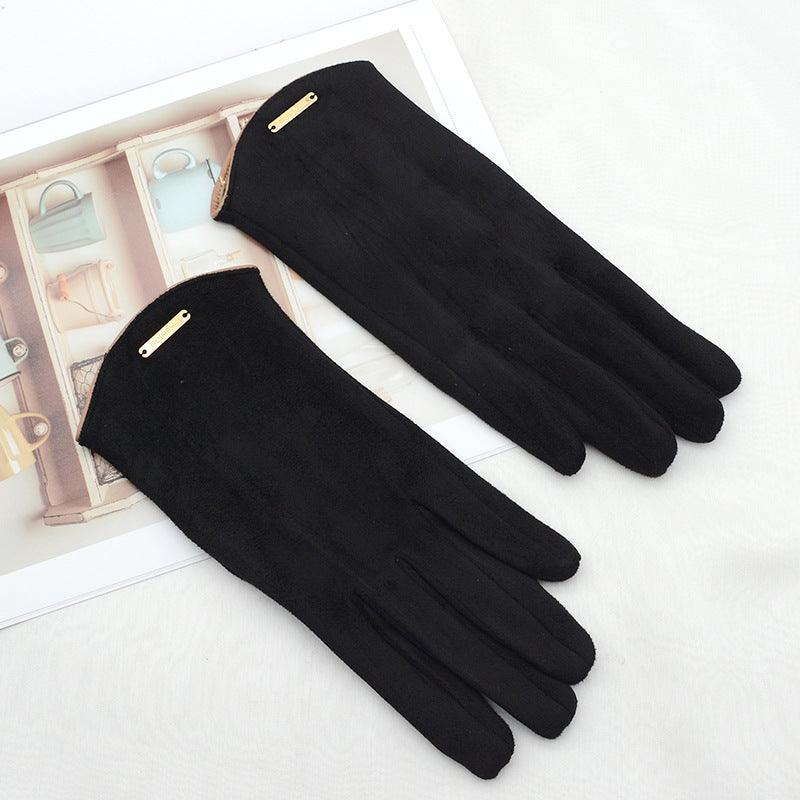 Women's Fleece Suede Gloves Warm And Cold Protection - Nioor