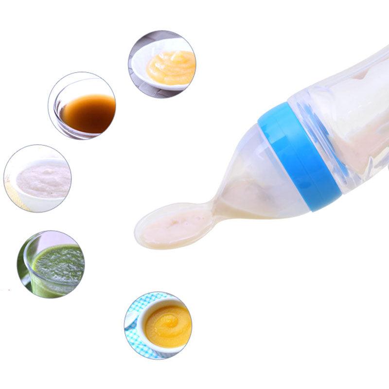 Safe Newborn Baby Feeding Bottle Toddler Silicone Squeeze Feeding Spoon Milk Bottle Baby Training Feeder Food Supplement - Nioor