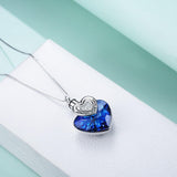 Crystal from Austria Heart Urn Cremation Keepsake Necklace in White Gold Plated Sterling Silver - Nioor