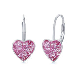 925 Sterling Silver Heart Leverback Sleeper Small 10mm Heart Dangle Hoop Earrings - Nioor