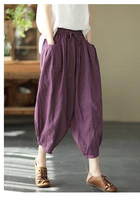 Cotton Harem Pants Linen Loose Bloomers - Nioor