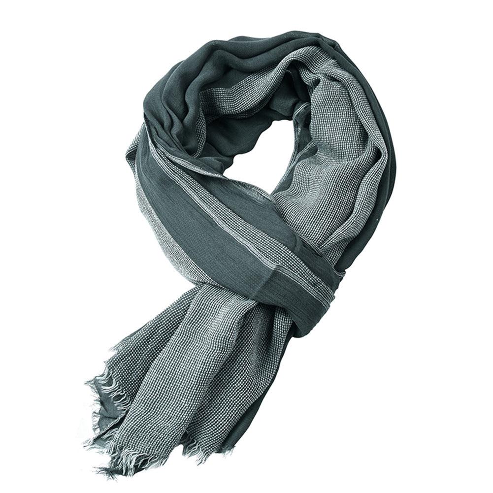 Autumn And Winter Cotton And Linen Yarn-dyed Scarf Men - Nioor