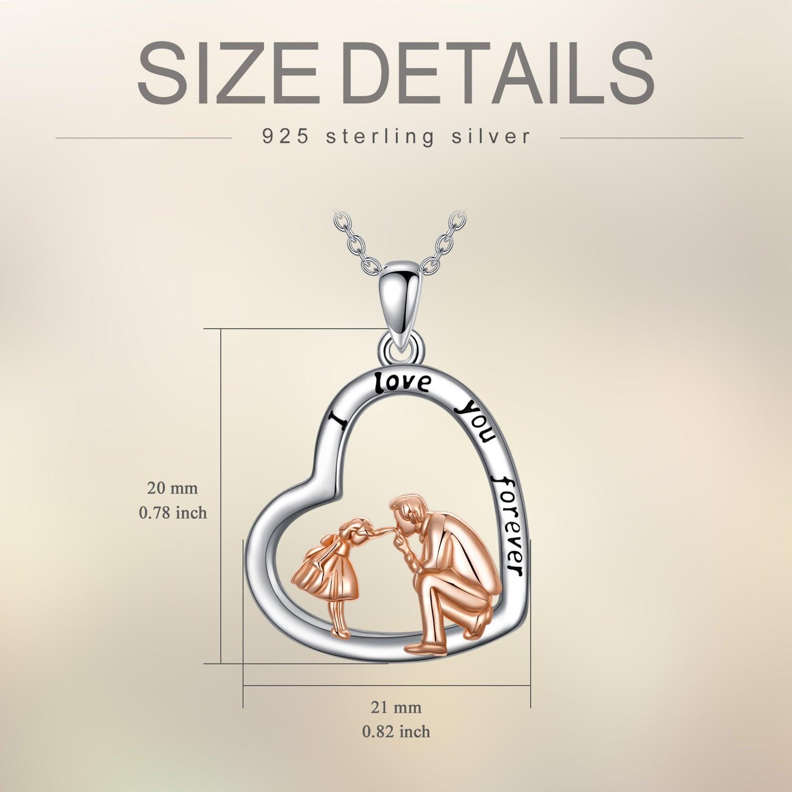 S925 Sterling Silver Daughter Gift from Dad Daughter Heart Pendant Necklace I Love You Forever Jewelry - Nioor