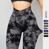 Seamless Tie Dye Leggings Women Yoga Pants Push Up Sport Fitness Running Gym Leggings - Nioor