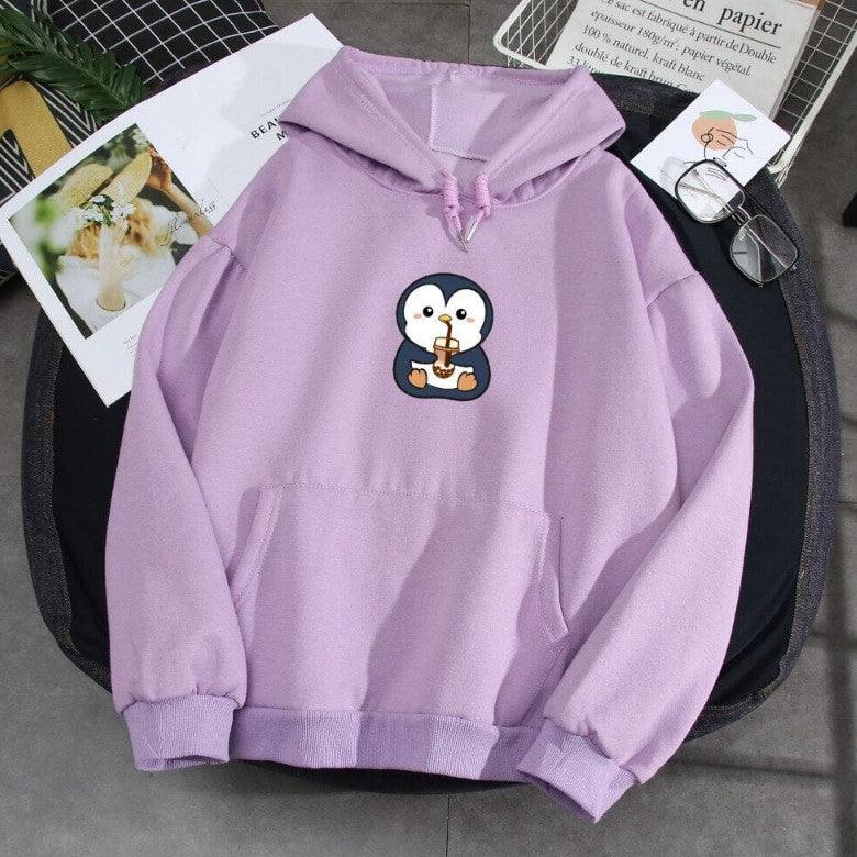 Autumn And Winter Printing Penguin Soft Hoodie - Nioor