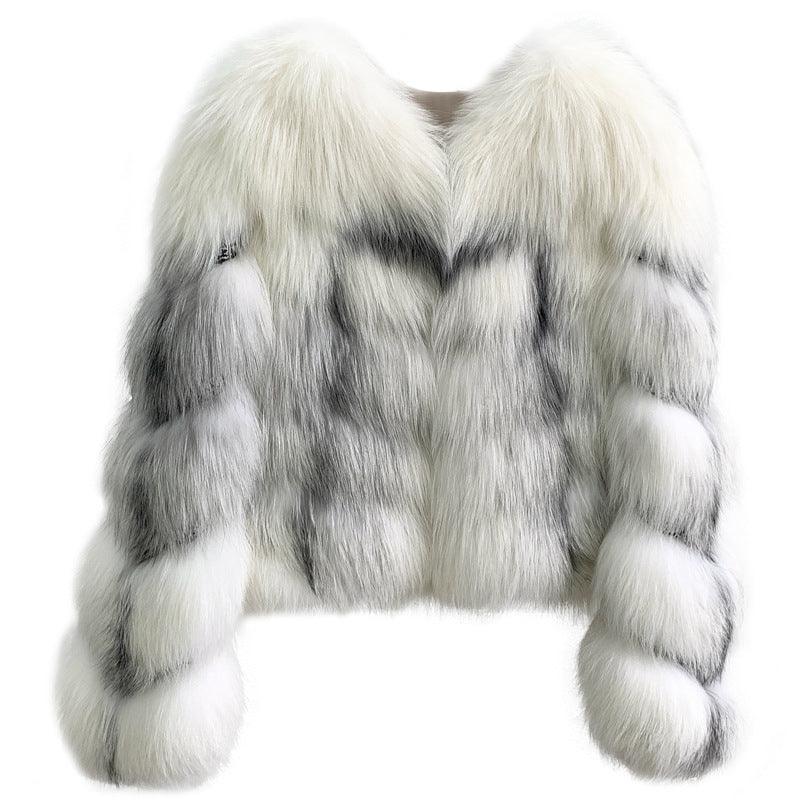 High End Marble Fox Fur Coat - Nioor