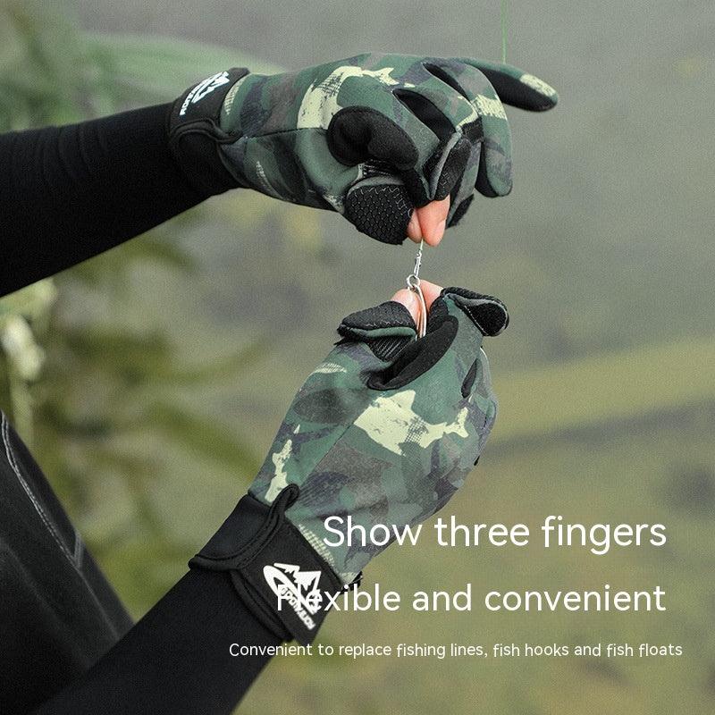 Professional Fishing Gloves Winter Exposed Three Finger Half Finger Touch Screen - Nioor