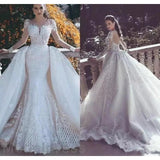 Africa Mermaid Wedding Dresses Long Sleeves Bridal Gowns - Nioor