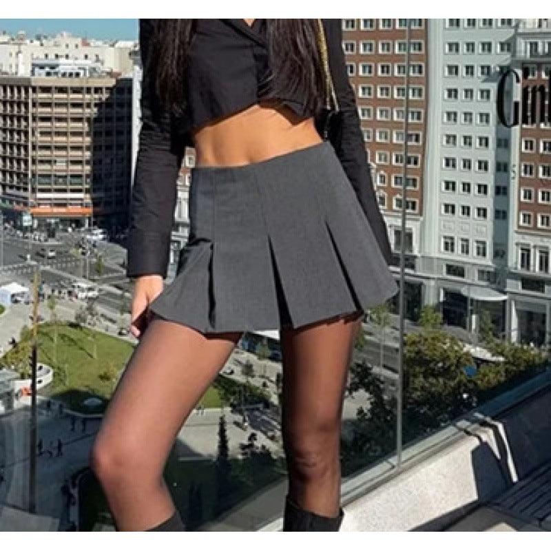 Hot Girl Style Wide Pleated High Waist American Skirt - Nioor