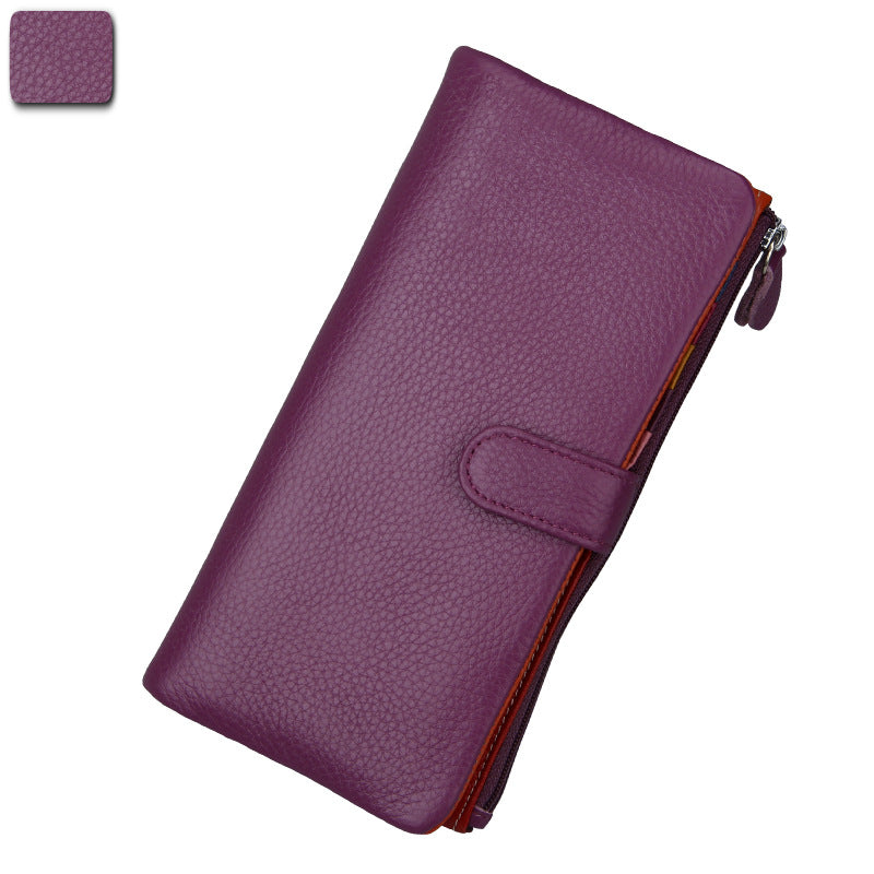 Ladies Long RFID Anti-Scan Wallet Top Layer Leather