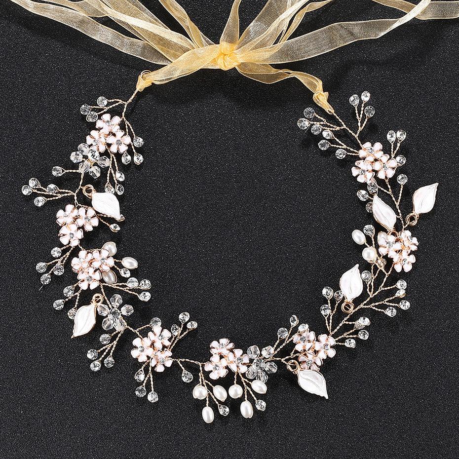 Pearl Handmade Headband Alloy Flower - Nioor