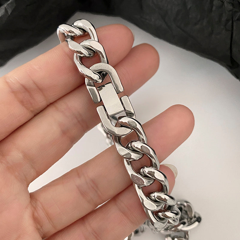 Couple Titanium Steel Cuban Link Chain Bracelet Does Not Fade