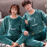 Couples Warm And Velvet Thickened Flannel Home Service Pajamas Set - Nioor