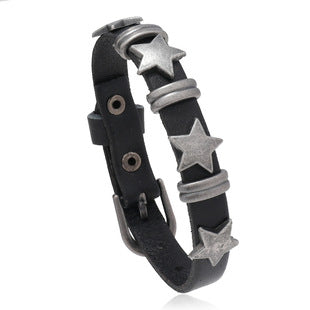 Alloy Hand-held Men's Leather Woven Bracelet