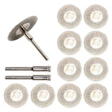 0pcs Set 30mm Mini Diamond Saw Blade Silver Cutting Discs With 2X Connecting Shank For Dremel Drill Fit Rotary Tool - Nioor