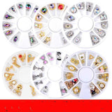 1 Wheel 3D Charm Alloy Rhinestones Nail Art Decorations Perfume Bottle Bow Flowers Triangle DIY Nail Jewelry Supplies - Nioor