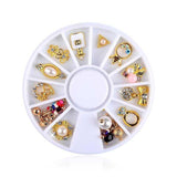 1 Wheel 3D Charm Alloy Rhinestones Nail Art Decorations Perfume Bottle Bow Flowers Triangle DIY Nail Jewelry Supplies - Nioor