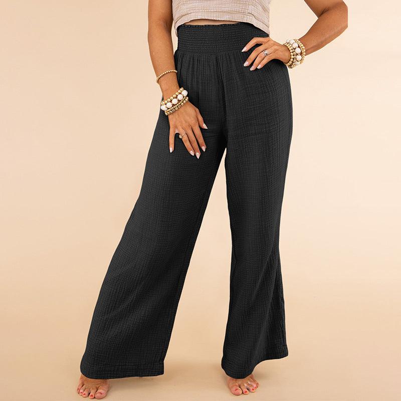 Slim-fit Slimming Solid Color Casual Trousers - Nioor