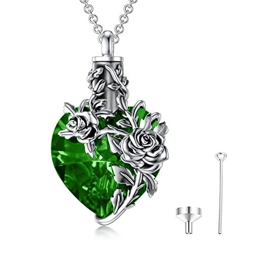 Sterling Silver Rose Flower Ashes Urn Necklace For Women As Memorial Jewelry - Nioor