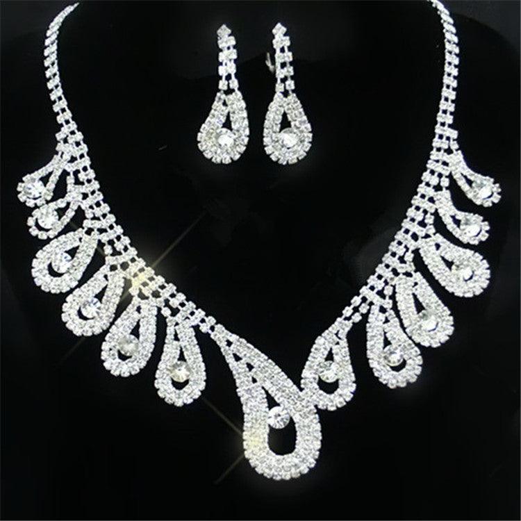 The New All-match Bride Bride Wedding Accessories Wholesale Diamond Suit Set Big Chain Necklace Set Wholesale - Nioor