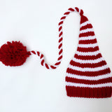 Newborn baby hand-knitted long tail hat