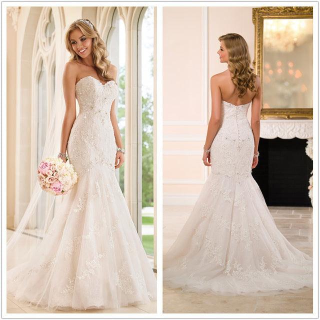 Trailing wedding dress tube top lace wedding dress - Nioor