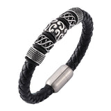 Genuine Leather Woven Stainless Steel Bracelet