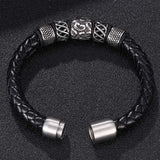 Genuine Leather Woven Stainless Steel Bracelet