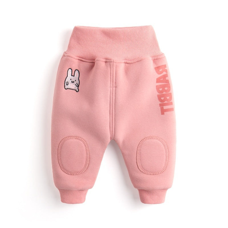 Baby winter plus velvet big PP pants