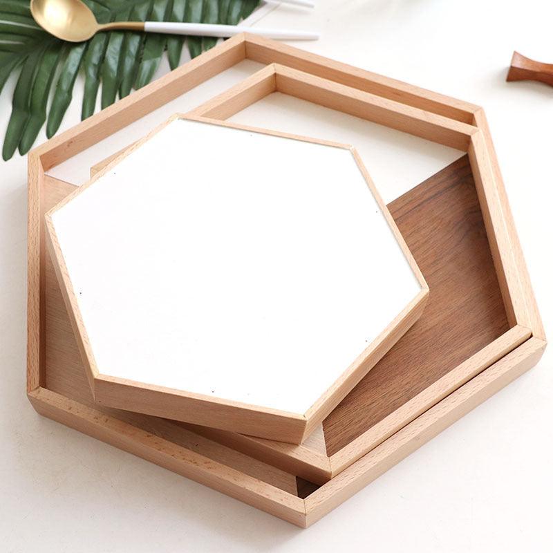 wooden tray wooden plate hexagon - Nioor