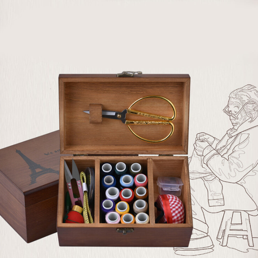 Solid wood sewing box