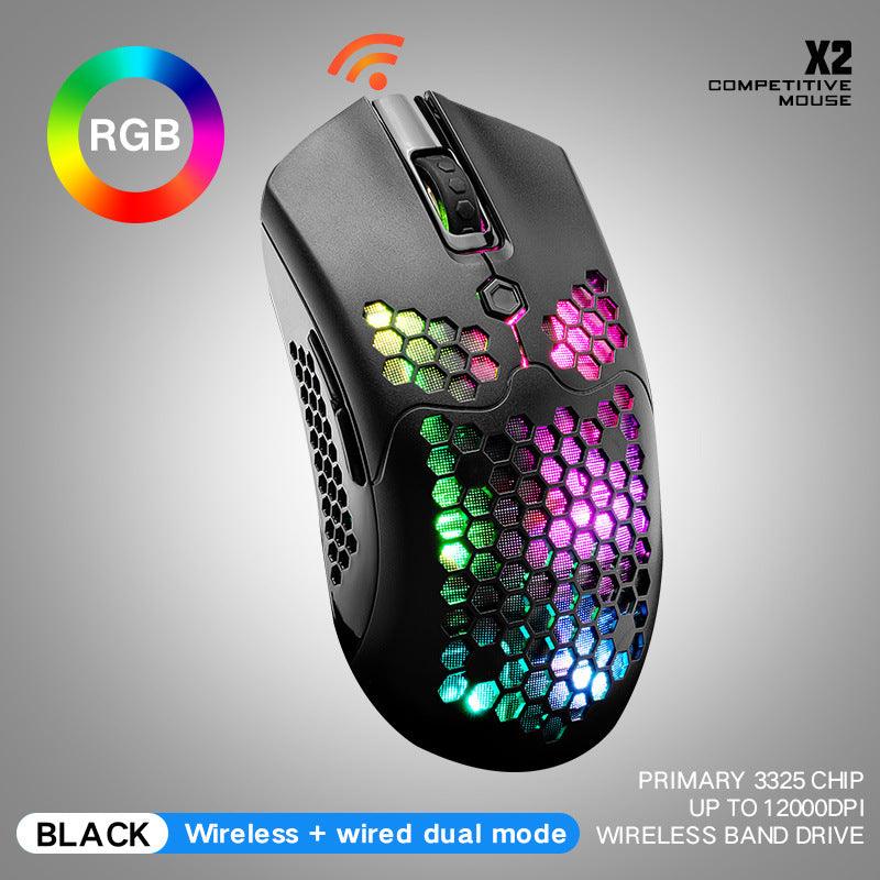 Free Wolf X2 wireless mouse RGB dual-mode game mouse - Nioor