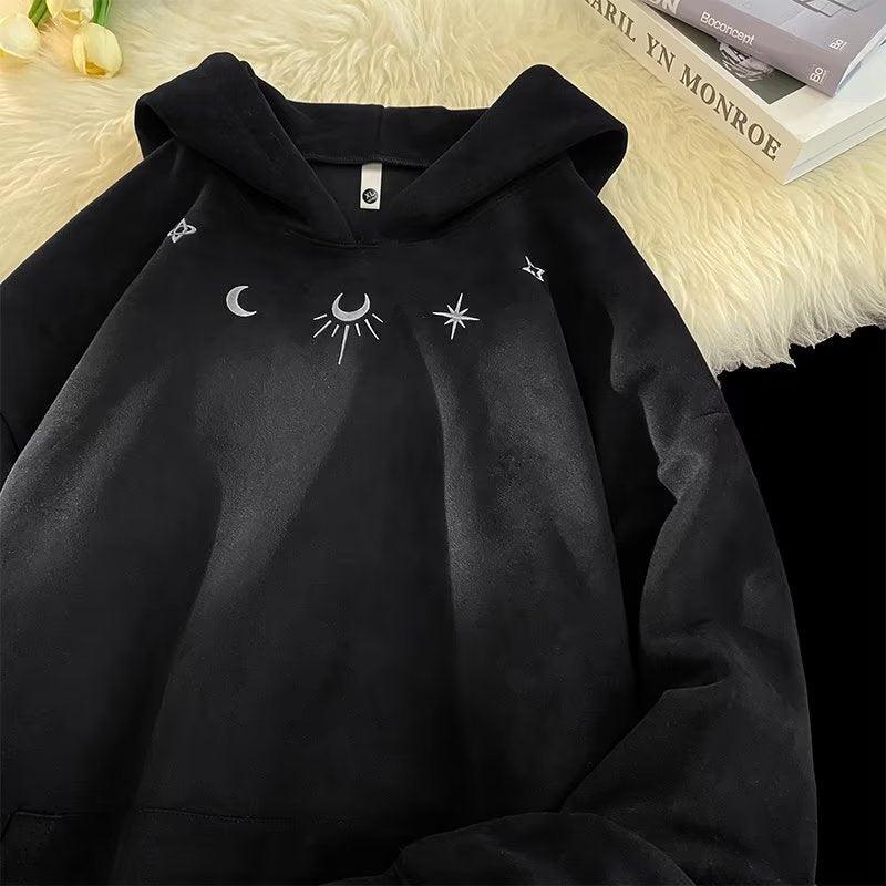 Leather Men's Embroidered Hoodie Trendy High Street Men's Fashion Versatile Top - Nioor