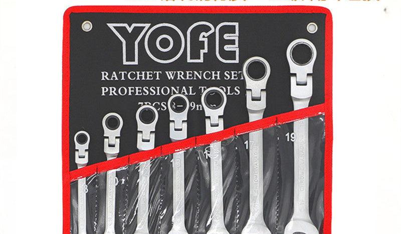 12 7-piece Adjustable Head Ratchet Wrench Set - Nioor