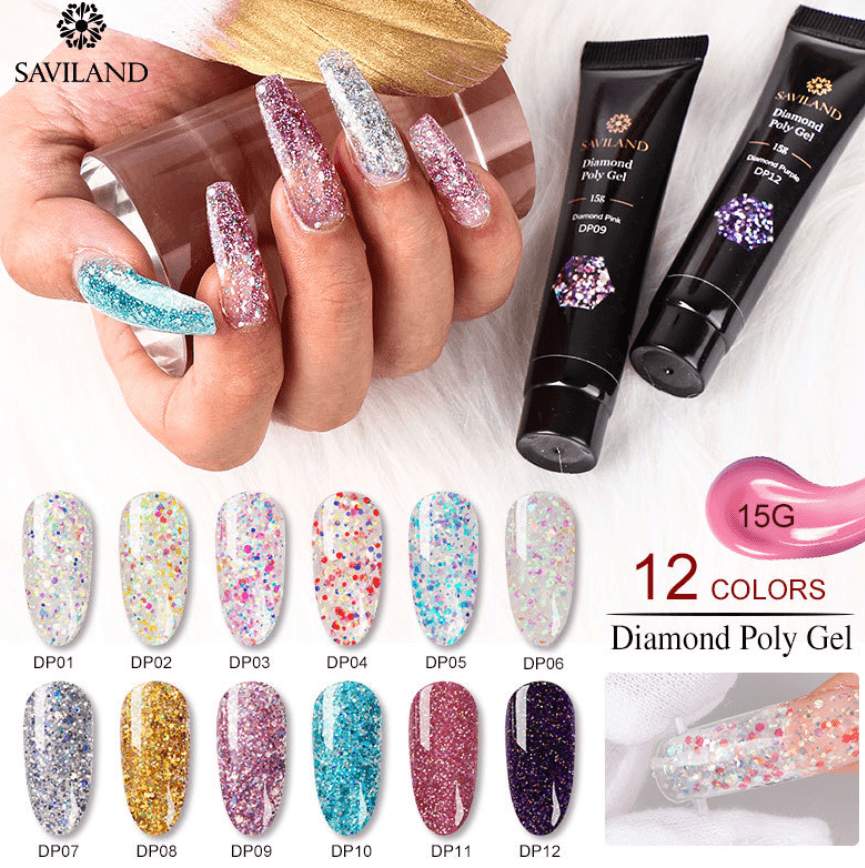 12 Colors Nail Diamond Poly Gel - Nioor