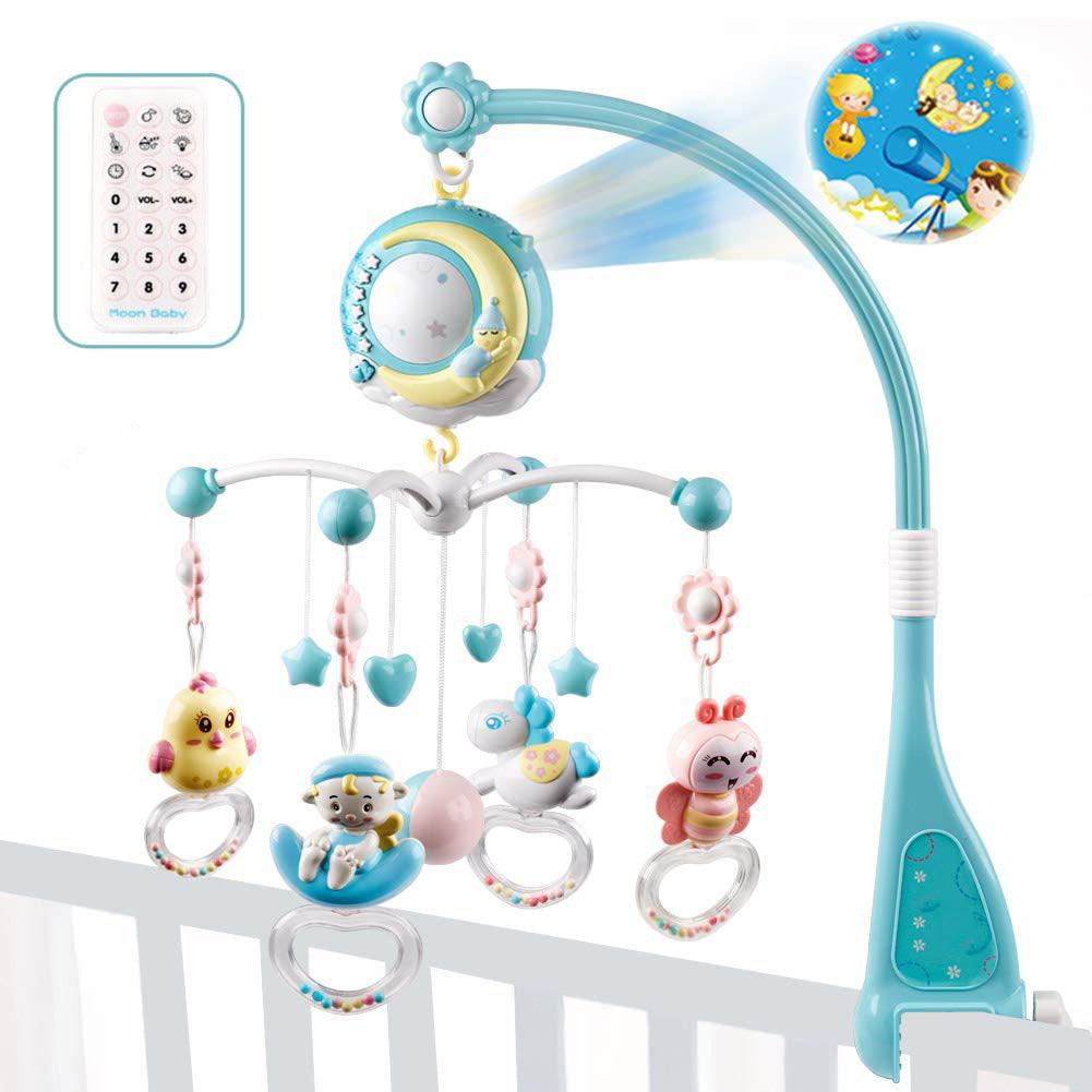 Baby Rattles Crib Mobiles Toy Holder Rotating Mobile Bed Bell Musical Box Projection Newborn Infant Baby Boy Toys - Nioor