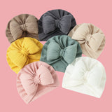 Baby Knitted Cotton Filling Big Bow Baby Sleeve Cap Boat Hat Children Tam-o'-shanter